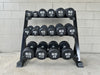 180KG Round Black Rubber Dumbbells+3-Tire Rack (EZ037C180KG-047) Thick Handle 33mm 8 Pairs - www.ezyliving.co.nz