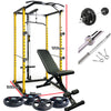 Power Cage with Lat Bar+ Bench+50KG Weights Plates+2.2m Barbell Bar - www.ezyliving.co.nz