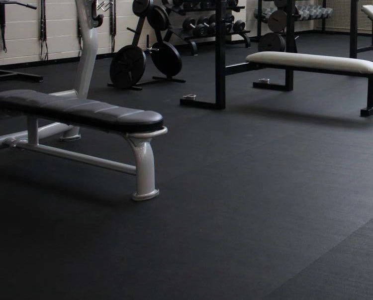 Rubber Mats Gym Tiles  BLACK 500x500mm 15mm - www.ezyliving.co.nz