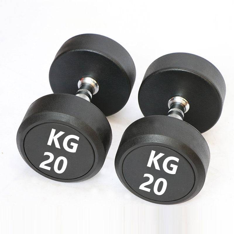 20KGx2 Rubber Round Dumbbells Black (EZ037-8x2) Thick Handle 33mm - www.ezyliving.co.nz