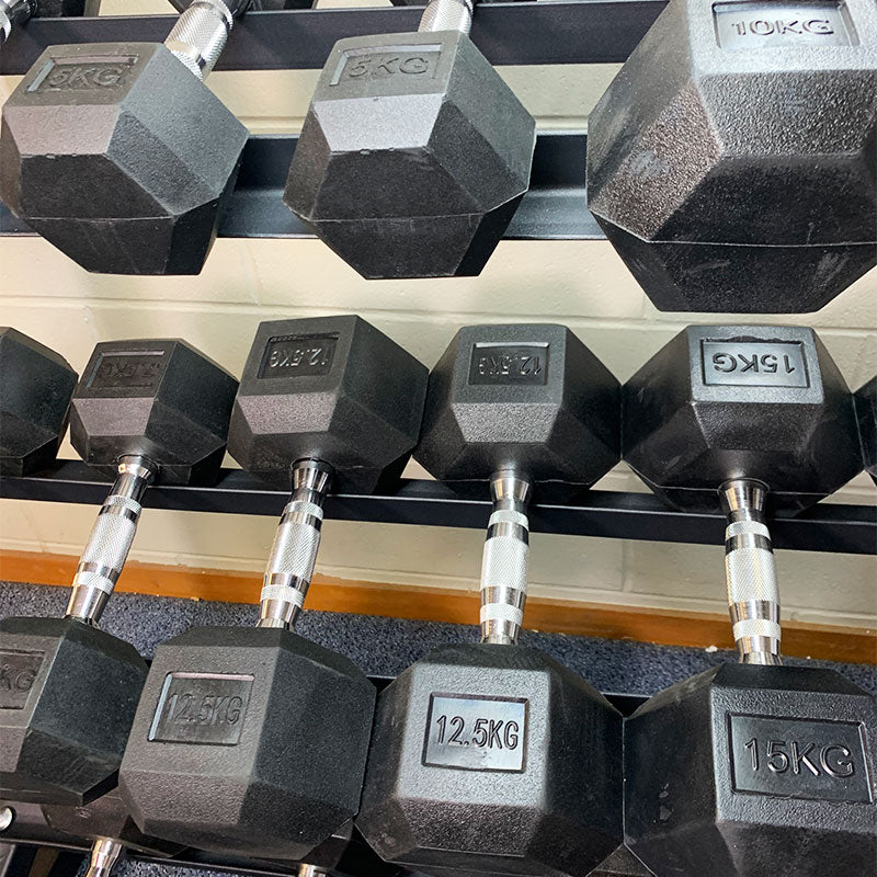 5KGx2 Hex Dumbbells /Black Rubber Dumbbells by EzyFitness (EZ039-2x2) - www.ezyliving.co.nz