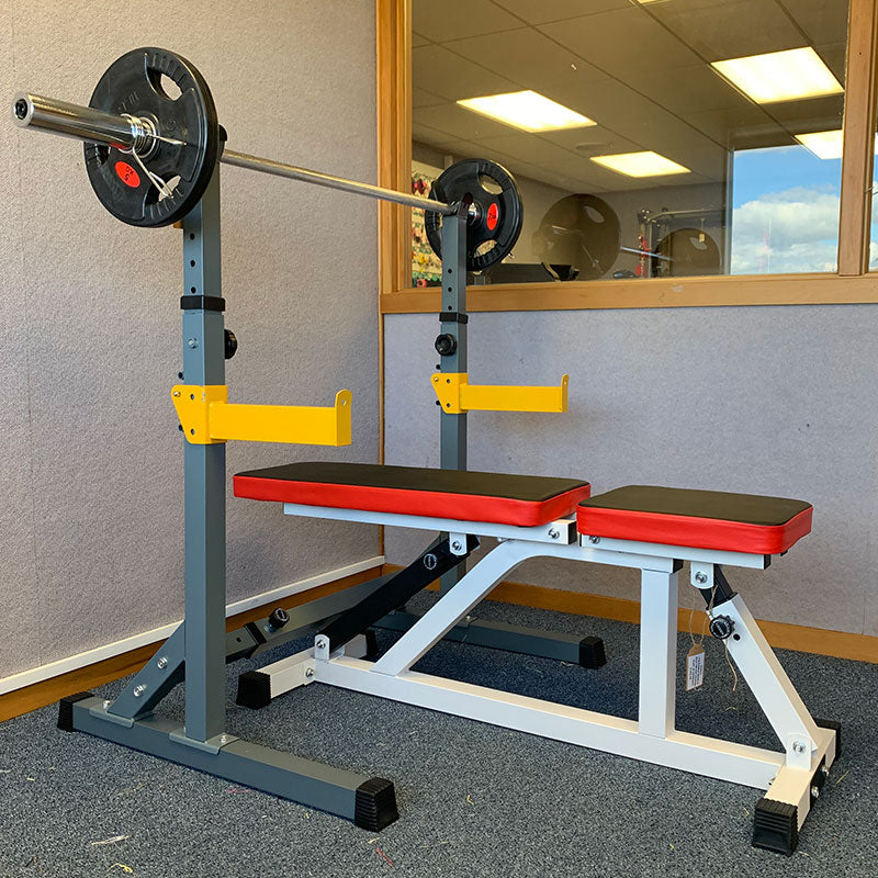 Squat Rack+Foldabele Bench+2.2m Bar 16KG+50kg weight Home Gym (EZ062+053+66KG) - www.ezyliving.co.nz
