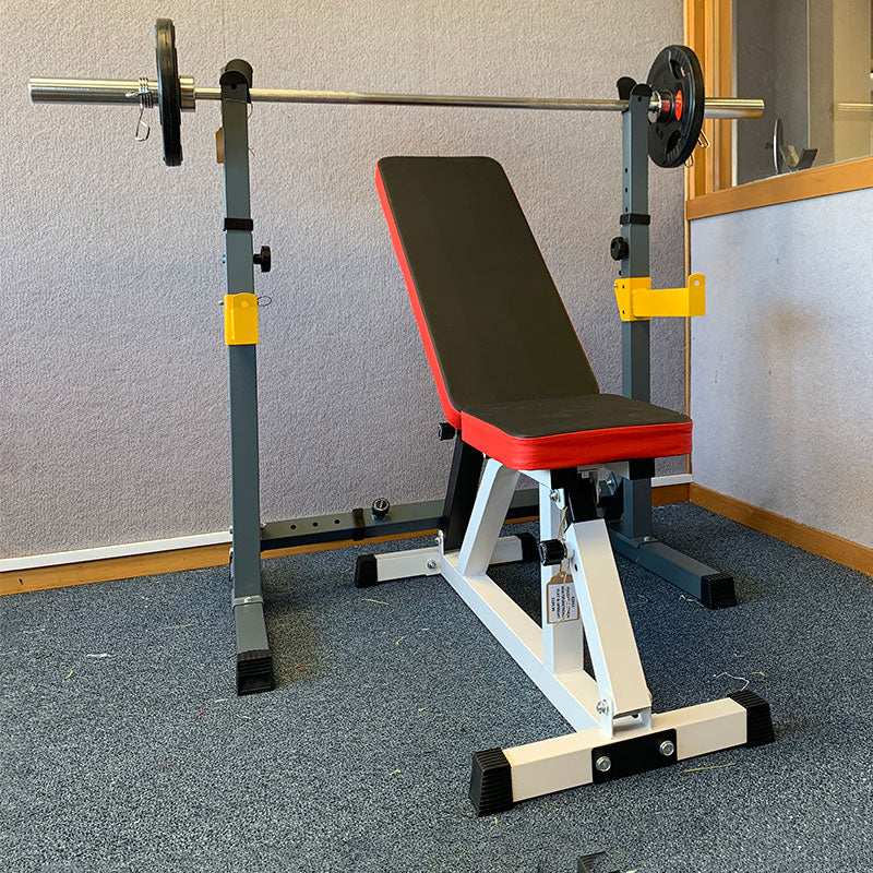 Squat Rack+Foldabele Bench+2.2m Bar 16KG+50kg weight Home Gym (EZ062+053+66KG) - www.ezyliving.co.nz