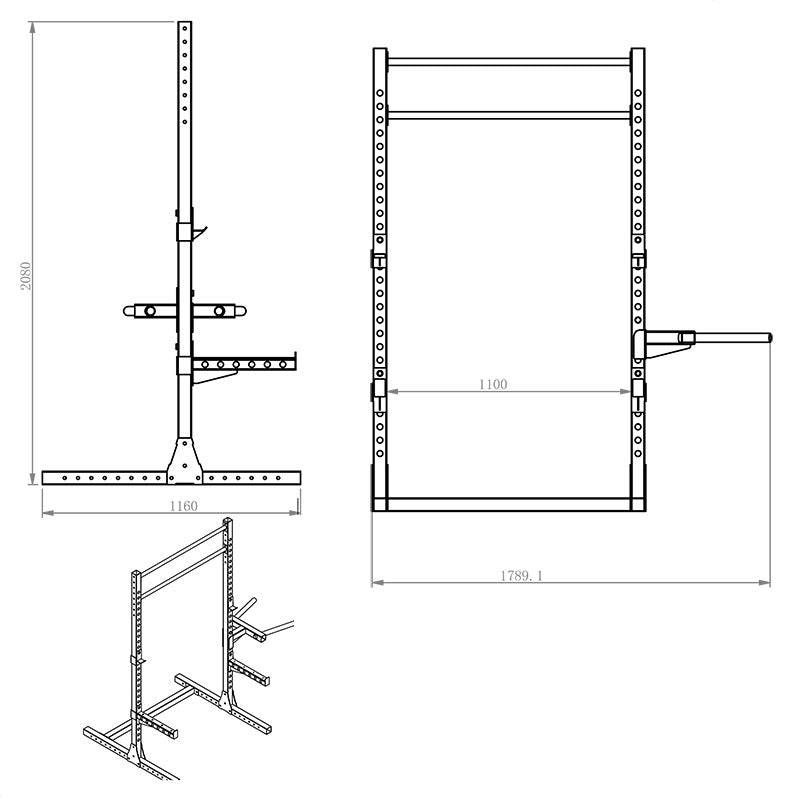 Squat Rack 2.1m (EZ236) Solid Frame Rating 400KG - www.ezyliving.co.nz