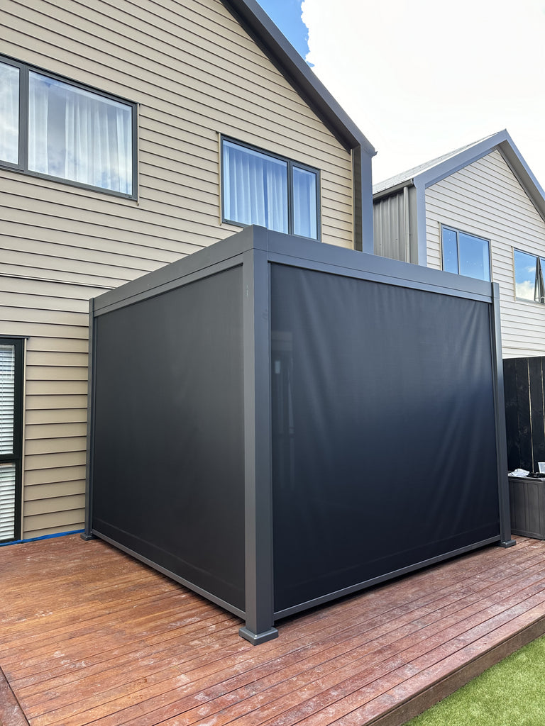 Louvred Pergola 3x3m Black Colour - www.ezyliving.co.nz