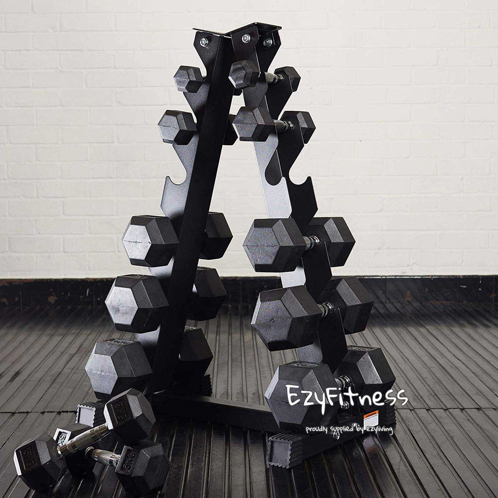 195KG Hex Dumbbells Combo - 6 Pairs Set with Rack (EZ211C195KG-046) - www.ezyliving.co.nz