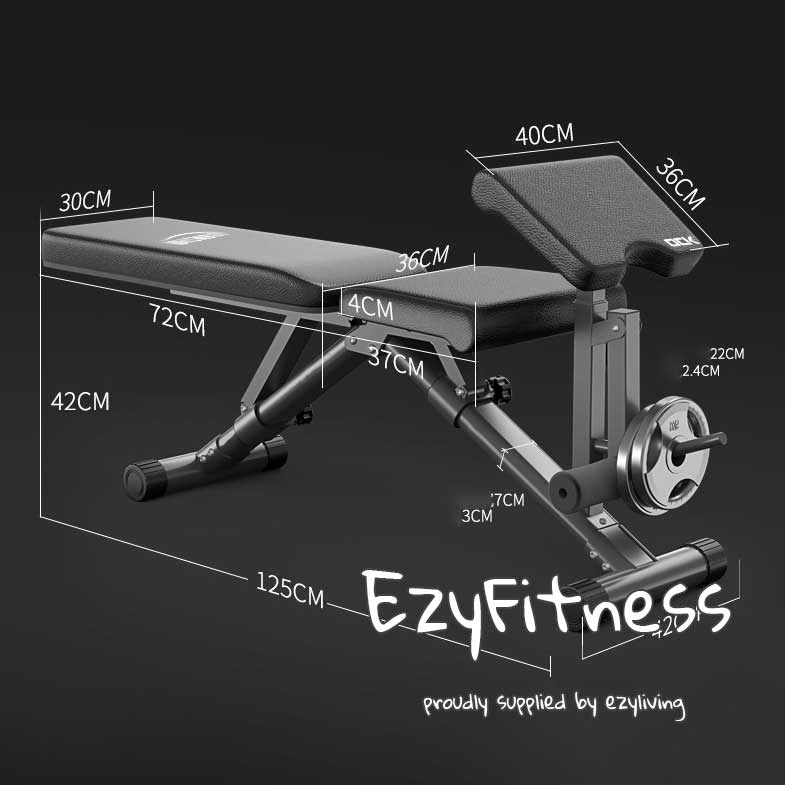 Foldable Bench with Preachers Curl + Squat Rack (EZ001+062) - www.ezyliving.co.nz
