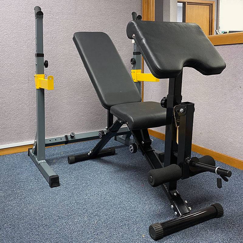 Foldable Bench with Preachers Curl + Squat Rack (EZ001+062) - www.ezyliving.co.nz