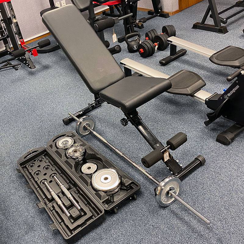 Foldable Bench + 50KG Dumbbells & Barbells Weights Combo - www.ezyliving.co.nz