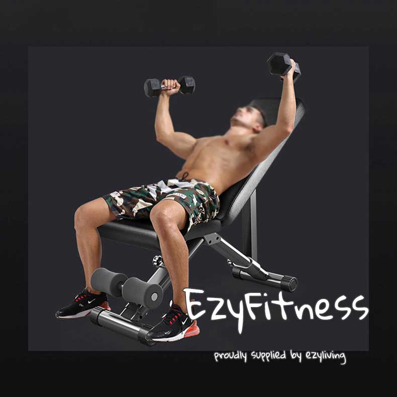 Foldable Bench + 50KG Dumbbells & Barbells Weights Combo - www.ezyliving.co.nz