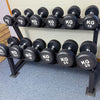 195KG Round Black Rubber Dumbbells+Solid Dumbbell Rack (EZ037C195KG-122) - www.ezyliving.co.nz