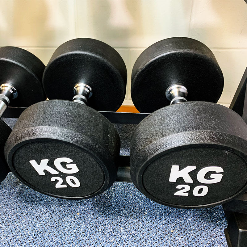 195KG Round Black Rubber Dumbbells+Solid Dumbbell Rack (EZ037C195KG-122) - www.ezyliving.co.nz