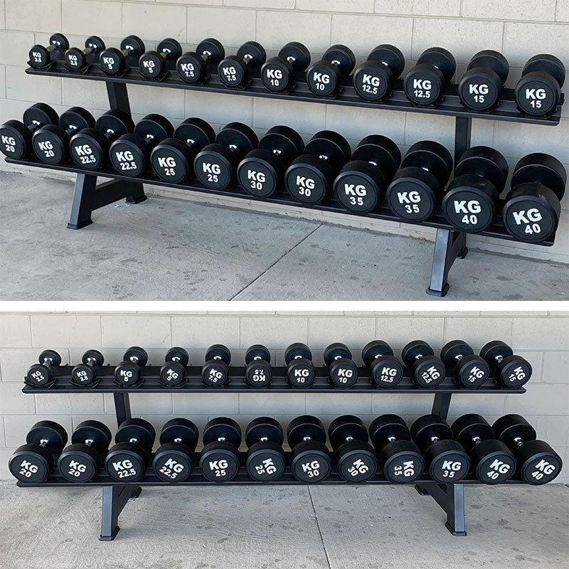 1050KG ROUND Dumbbells Black Rubber (20 Pairs 2.5KG-50KG) with Solid Rack - www.ezyliving.co.nz