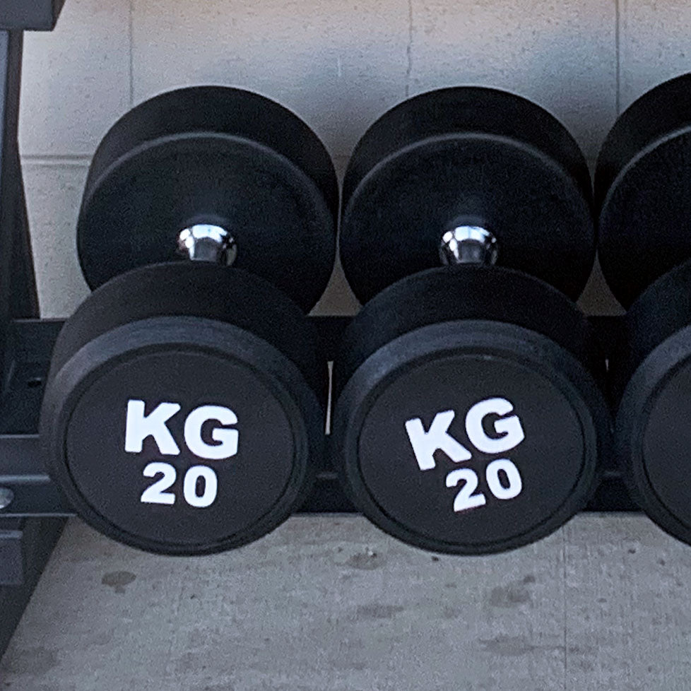 1050KG ROUND Dumbbells Black Rubber (20 Pairs 2.5KG-50KG) with Solid Rack - www.ezyliving.co.nz