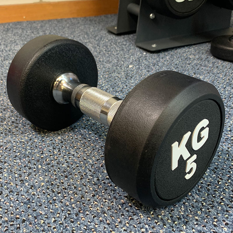 390KG Round Black Rubber Dumbbells with Dumbbell Rack (Thick Handle 12pairs) - www.ezyliving.co.nz