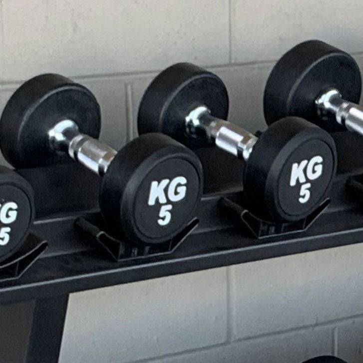 5KGx2 Rubber Round Dumbbells Black (EZ037-2x2) Thick Handle 33mm - www.ezyliving.co.nz