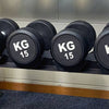 15KGx2 Rubber Round Dumbbells Black (EZ037-6x2) Thick Handle 33mm - www.ezyliving.co.nz