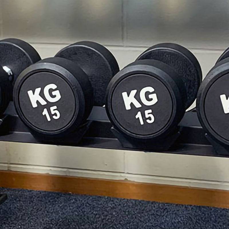 15KGx2 Rubber Round Dumbbells Black (EZ037-6x2) Thick Handle 33mm - www.ezyliving.co.nz