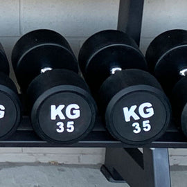 35KGx2 Rubber Round Dumbbells Black (EZ037-14x2) Thick Handle 33mm - www.ezyliving.co.nz