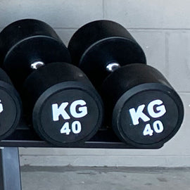 40KGx2 Rubber Round Dumbbells Black (EZ037-16x2) Thick Handle 33mm - www.ezyliving.co.nz