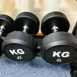 45KGx2 Rubber Round Dumbbells Black (EZ037-18x2) Thick Handle 33mm - www.ezyliving.co.nz