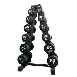 105KG Round Black Rubber Dumbbells+Dumbbell Rack (Thick Handle 33mm 6 Pairs High Quality) - www.ezyliving.co.nz