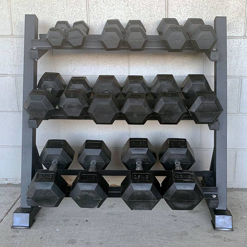 195KG Hex Dumbbells Combo+3-Tire Dumbbell Rack (EZ211C195KG-047) 6 pairs - www.ezyliving.co.nz