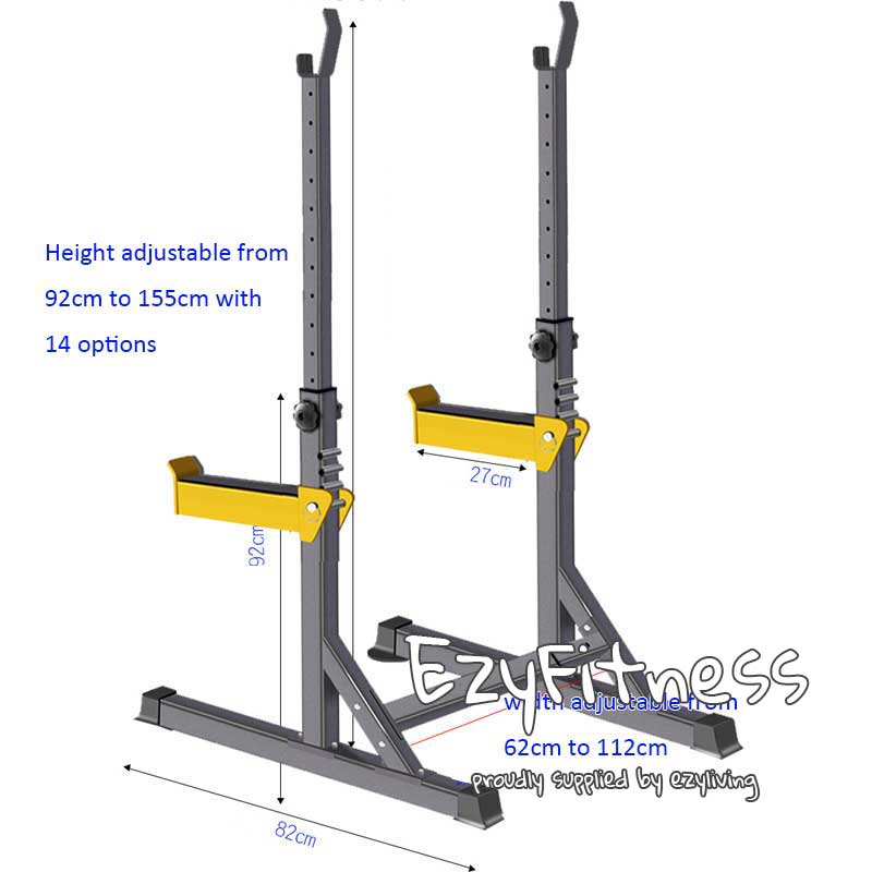 Foldable Bench + Squat Rack + 2.2m Bar + 50kg Plates (10KGx2, 15kgx2) - www.ezyliving.co.nz