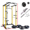 Power Cage with Lat Bar+ 76KG weights combo (60KG Plates+2.2m Bar 16KG) - www.ezyliving.co.nz