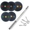 60KG Bumper Combo: 40KG Bumper Plates + 2.2m Bar 7ft Olympic Bar 50mm - www.ezyliving.co.nz