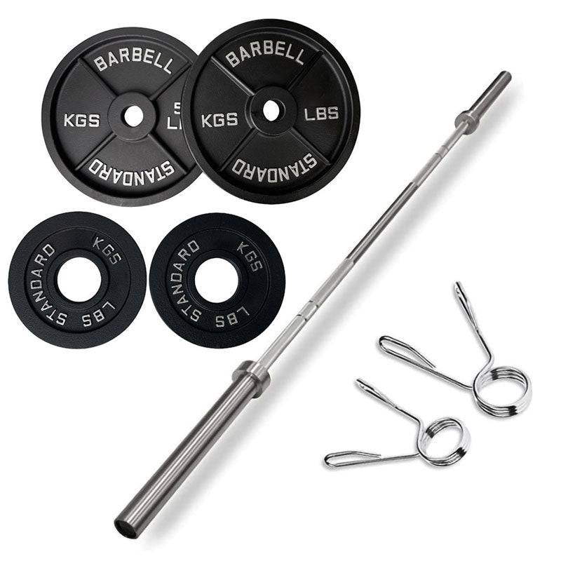 100KG Barbell Combo: 2.2m Olympic Bar+80KG Cast Iron Plates - www.ezyliving.co.nz