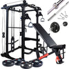 Power Cage with Pully+Adjustable Bench+80KG Plates+Barbell Bar (Heavy Duty 2.1m) - www.ezyliving.co.nz