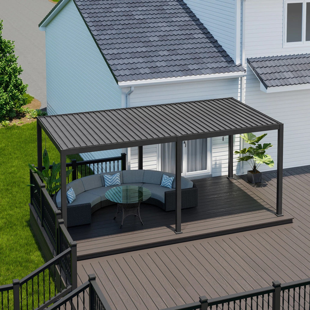 Louvred Pergola 3x6m + 4pc 3m blinds Set - www.ezyliving.co.nz