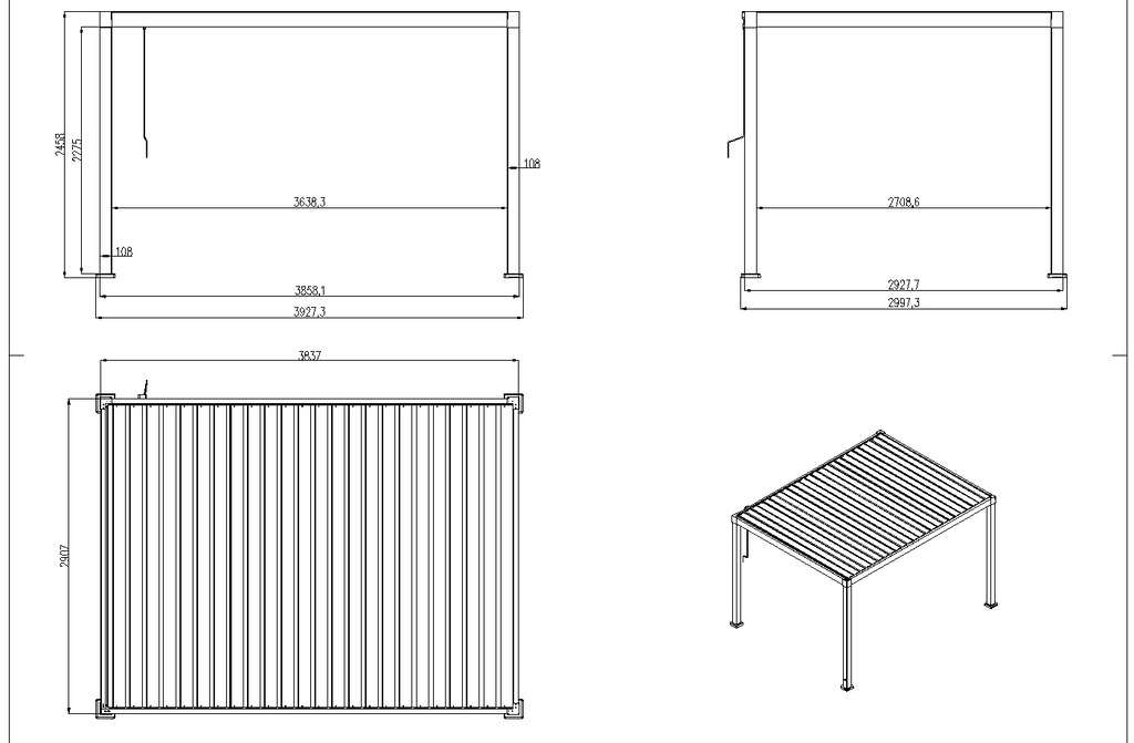 Louvred Pergola 3x4m White Colour - www.ezyliving.co.nz